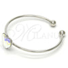 Rhodium Gold Filled Individual Bangle, Heart Design, with Aurore Boreale Swarovski Crystals, Polished, Rhodium Finish, 07.239.0013.9 (02 MM Thickness, One size fits all)