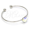 Rhodium Gold Filled Individual Bangle, Heart Design, with Aurore Boreale Swarovski Crystals, Polished, Rhodium Finish, 07.239.0013.9 (02 MM Thickness, One size fits all)