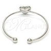 Rhodium Gold Filled Individual Bangle, Heart Design, with Aurore Boreale Swarovski Crystals, Polished, Rhodium Finish, 07.239.0013.9 (02 MM Thickness, One size fits all)