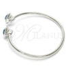 Rhodium Gold Filled Individual Bangle, with Aquamarine Swarovski Crystals, Polished, Rhodium Finish, 07.239.0007.6 (03 MM Thickness, One size fits all)