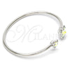 Rhodium Gold Filled Individual Bangle, Flower Design, with Luminous Green Swarovski Crystals, Polished, Rhodium Finish, 07.239.0011.3 (02 MM Thickness, One size fits all)