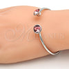 Rhodium Gold Filled Individual Bangle, with Rose Peach Swarovski Crystals, Polished, Rhodium Finish, 07.239.0007.8 (03 MM Thickness, One size fits all)