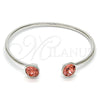 Rhodium Gold Filled Individual Bangle, with Rose Peach Swarovski Crystals, Polished, Rhodium Finish, 07.239.0007.8 (03 MM Thickness, One size fits all)