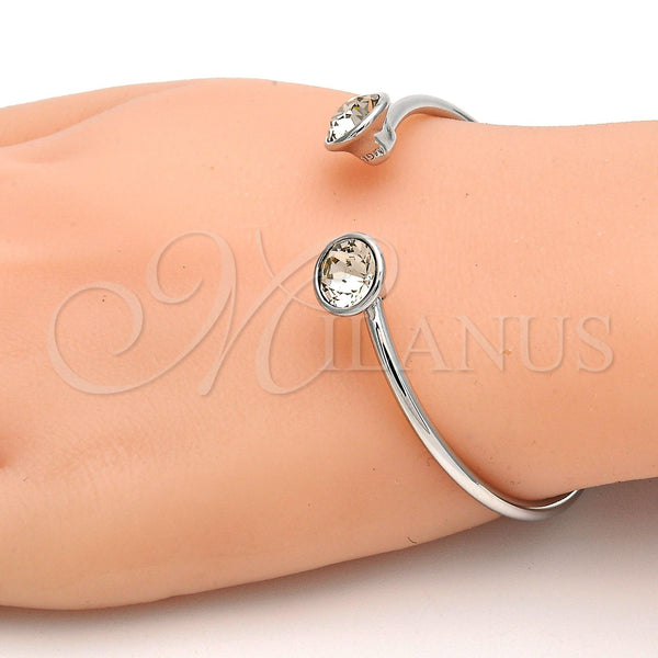 White Gold Filled Jewelry — Individual Bangle with Light Silk Swarovski Crystals Polished — alternate product view — SKU 112670 | Oro Laminado Blanco joyería — Individual Bangle with Light Silk Swarovski Crystals pulido — SKU 112670