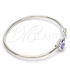 Rhodium Gold Filled Individual Bangle, Flower Design, with Tanzanite and Aurore Boreale Swarovski Crystals, Polished, Rhodium Finish, 07.239.0011.6 (02 MM Thickness, One size fits all)