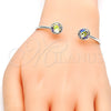 Rhodium Gold Filled Individual Bangle, with Luminous Green Swarovski Crystals, Polished, Rhodium Finish, 07.239.0007.12 (03 MM Thickness, One size fits all)