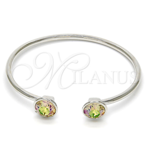 White Gold Filled Jewelry — Individual Bangle with Luminous Green Swarovski Crystals Polished — main product view — SKU 112674 | Oro Laminado Blanco joyería — Individual Bangle with Luminous Green Swarovski Crystals pulido — SKU 112674