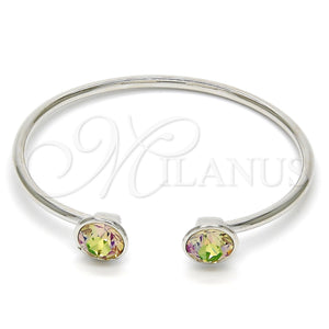 White Gold Filled Jewelry — Individual Bangle with Luminous Green Swarovski Crystals Polished — main product view — SKU 112674 | Oro Laminado Blanco joyería — Individual Bangle with Luminous Green Swarovski Crystals pulido — SKU 112674