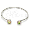 Rhodium Gold Filled Individual Bangle, with Luminous Green Swarovski Crystals, Polished, Rhodium Finish, 07.239.0007.12 (03 MM Thickness, One size fits all)