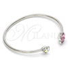 Rhodium Gold Filled Individual Bangle, Flower Design, with Rose and Aurore Boreale Swarovski Crystals, Polished, Rhodium Finish, 07.239.0011.7 (02 MM Thickness, One size fits all)