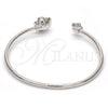 Rhodium Gold Filled Individual Bangle, Flower Design, with Rose and Aurore Boreale Swarovski Crystals, Polished, Rhodium Finish, 07.239.0011.7 (02 MM Thickness, One size fits all)