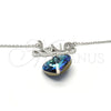 Rhodium Gold Filled Pendant Necklace, Heart and Love Design, with Bermuda Blue Swarovski Crystals and White Micro Pave, Polished, Rhodium Finish, 04.239.0029.1.16 (01 MM Thickness, 16 Inches Length)