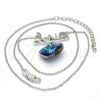 Rhodium Gold Filled Pendant Necklace, Heart and Love Design, with Bermuda Blue Swarovski Crystals and White Micro Pave, Polished, Rhodium Finish, 04.239.0029.1.16 (01 MM Thickness, 16 Inches Length)