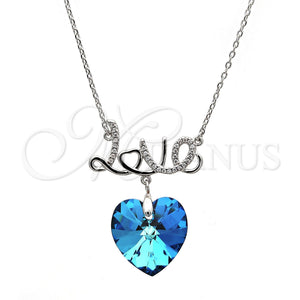 White Gold Filled Necklace — Pendant Necklace Heart and Love Design with Bermuda — main product view — SKU 112682 | Oro Laminado Blanco collar — Pendant Necklace corazón and Love diseño with Bermuda — SKU 112682