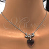 Rhodium Plated Pendant Necklace, Heart and Love Design, with Amethyst Swarovski Crystals and White Micro Pave, Polished, Rhodium Finish, 04.239.0029.2.16 (01 MM Thickness, 16 Inches Length)