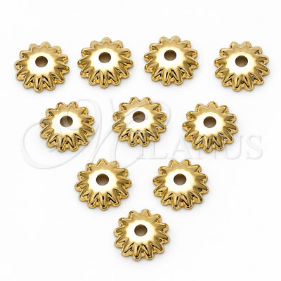 Oro Laminado Cap, Gold Filled Style Flower Design, Diamond Cutting Finish, Golden Finish, 12.63.0020