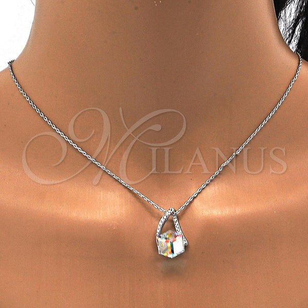 White Gold Filled Necklace — Pendant Necklace with Aurore Boreale and Aurore Boreale — alternate product view — SKU 112695 | Oro Laminado Blanco collar — Pendant Necklace with Aurore Boreale and Aurore Boreale — SKU 112695