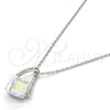 Rhodium Gold Filled Pendant Necklace, with Aurore Boreale and Aurore Boreale Swarovski Crystals, Polished, Rhodium Finish, 04.239.0039.4.16 (01 MM Thickness, 16 Inches Length)