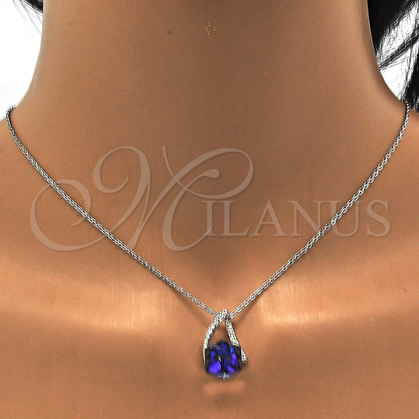 White Gold Filled Necklace — Pendant Necklace with Amethyst and Aurore Boreale Swarovski — alternate product view — SKU 112696 | Oro Laminado Blanco collar — Pendant Necklace with Amethyst and Aurore Boreale Swarovski — SKU 112696