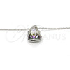 Rhodium Plated Pendant Necklace, with Amethyst and Aurore Boreale Swarovski Crystals, Polished, Rhodium Finish, 04.239.0039.5.16 (01 MM Thickness, 16 Inches Length)