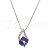 Rhodium Plated Pendant Necklace, with Amethyst and Aurore Boreale Swarovski Crystals, Polished, Rhodium Finish, 04.239.0039.5.16 (01 MM Thickness, 16 Inches Length)