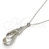 Rhodium Plated Pendant Necklace, Teardrop and Rolo Design, with Crystal and Aurore Boreale Swarovski Crystals, Polished, Rhodium Finish, 04.239.0037.2.16 (01 MM Thickness, 16 Inches Length)