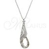 Rhodium Plated Pendant Necklace, Teardrop and Rolo Design, with Crystal and Aurore Boreale Swarovski Crystals, Polished, Rhodium Finish, 04.239.0037.2.16 (01 MM Thickness, 16 Inches Length)