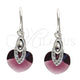 White Gold Filled Long Earring, Heart Design, with Amethyst Swarovski Crystals and White Cubic Zirconia, Polished, Rhodium Finish, 02.239.0030.1