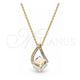 Collares con Dije 04.239.0039.7.16 Oro Laminado, Diseño de Rolo, con Swarovski Elements Aurore Boreale y Perla Aurore Boreale, Pulido, Tono Dorado (Grosor 01 MM, 16 Pulgadas de Largo)