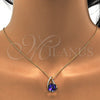 Oro Laminado Pendant Necklace, Gold Filled Style Rolo Design, with Heliotrope and Aurore Boreale Swarovski Crystals, Polished, Golden Finish, 04.239.0039.8.16 (01 MM Thickness, 16 Inches Length)
