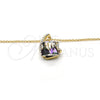 Oro Laminado Pendant Necklace, Gold Filled Style Rolo Design, with Heliotrope and Aurore Boreale Swarovski Crystals, Polished, Golden Finish, 04.239.0039.8.16 (01 MM Thickness, 16 Inches Length)