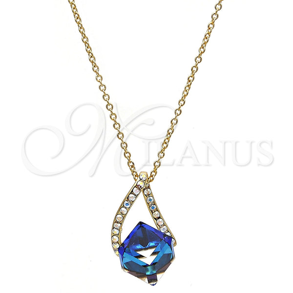Gold Filled Necklace — Pendant Necklace with Bermuda Blue and Aurore Boreale — main product view — SKU 112707 | Oro Laminado collar — Pendant Necklace with Bermuda Blue and Aurore Boreale — SKU 112707