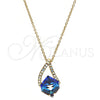 Oro Laminado Pendant Necklace, Gold Filled Style with Bermuda Blue and Aurore Boreale Swarovski Crystals, Polished, Golden Finish, 04.239.0039.9.16 (01 MM Thickness, 16 Inches Length)