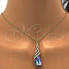 Oro Laminado Pendant Necklace, Gold Filled Style Teardrop and Rolo Design, with Heliotrope and Aurore Boreale Swarovski Crystals, Polished, Golden Finish, 04.239.0037.5.16 (01 MM Thickness, 16 Inches Length)
