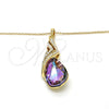 Oro Laminado Pendant Necklace, Gold Filled Style Teardrop and Rolo Design, with Heliotrope and Aurore Boreale Swarovski Crystals, Polished, Golden Finish, 04.239.0037.5.16 (01 MM Thickness, 16 Inches Length)