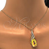 Oro Laminado Pendant Necklace, Gold Filled Style Teardrop and Rolo Design, with Luminous Green and Aurore Boreale Swarovski Crystals, Polished, Golden Finish, 04.239.0037.6.16 (01 MM Thickness, 16 Inches Length)