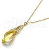 Oro Laminado Pendant Necklace, Gold Filled Style Teardrop and Rolo Design, with Luminous Green and Aurore Boreale Swarovski Crystals, Polished, Golden Finish, 04.239.0037.6.16 (01 MM Thickness, 16 Inches Length)