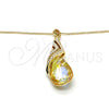 Oro Laminado Pendant Necklace, Gold Filled Style Teardrop and Rolo Design, with Luminous Green and Aurore Boreale Swarovski Crystals, Polished, Golden Finish, 04.239.0037.6.16 (01 MM Thickness, 16 Inches Length)