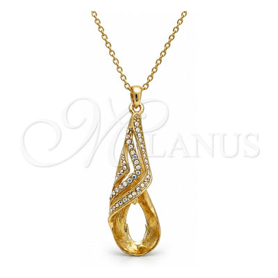 Oro Laminado Pendant Necklace, Gold Filled Style Teardrop and Rolo Design, with Crystal and Aurore Boreale Swarovski Crystals, Polished, Golden Finish, 04.239.0037.9.16 (01 MM Thickness, 16 Inches Length)