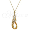 Oro Laminado Pendant Necklace, Gold Filled Style Teardrop and Rolo Design, with Crystal and Aurore Boreale Swarovski Crystals, Polished, Golden Finish, 04.239.0037.9.16 (01 MM Thickness, 16 Inches Length)