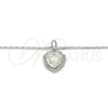 Rhodium Plated Pendant Necklace, Star Design, with White Opal and White Micro Pave, Polished, Rhodium Finish, 04.63.1325.4.18 (01 MM Thickness, 18 Inches Length)
