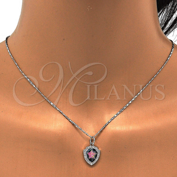 White Gold Filled Necklace — Pendant Necklace Star Design with Pink Opal and — alternate product view — SKU 112727 | Oro Laminado Blanco collar — Pendant Necklace estrella diseño with Pink Opal and — SKU 112727