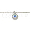 Rhodium Plated Pendant Necklace, Star Design, with Blue Topaz Opal and White Micro Pave, Polished, Rhodium Finish, 04.63.1325.6.18 (01 MM Thickness, 18 Inches Length)