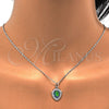Rhodium Plated Pendant Necklace, Star Design, with Green Opal and White Micro Pave, Polished, Rhodium Finish, 04.63.1325.7.18 (01 MM Thickness, 18 Inches Length)