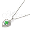 Rhodium Plated Pendant Necklace, Star Design, with Green Opal and White Micro Pave, Polished, Rhodium Finish, 04.63.1325.7.18 (01 MM Thickness, 18 Inches Length)