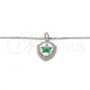 Rhodium Plated Pendant Necklace, Star Design, with Green Opal and White Micro Pave, Polished, Rhodium Finish, 04.63.1325.7.18 (01 MM Thickness, 18 Inches Length)