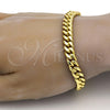 Oro Laminado Basic Bracelet, Gold Filled Style Miami Cuban Design, Polished, Golden Finish, 03.278.0001.09 (200 Gauge, 08 MM Thickness, 9 Inches Length)