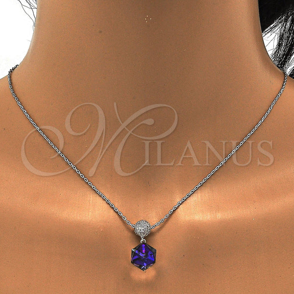 White Gold Filled Necklace — Pendant Necklace with Aurore Boreale Swarovski Crystals and — alternate product view — SKU 112744 | Oro Laminado Blanco collar — Pendant Necklace with Aurore Boreale Swarovski Crystals and — SKU 112744