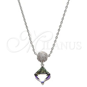 White Gold Filled Necklace — Pendant Necklace with Aurore Boreale Swarovski Crystals and — main product view — SKU 112744 | Oro Laminado Blanco collar — Pendant Necklace with Aurore Boreale Swarovski Crystals and — SKU 112744