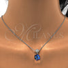 Rhodium Plated Pendant Necklace, with Bermuda Blue Swarovski Crystals and White Micro Pave, Polished, Rhodium Finish, 04.239.0021.2.16 (01 MM Thickness, 16 Inches Length)
